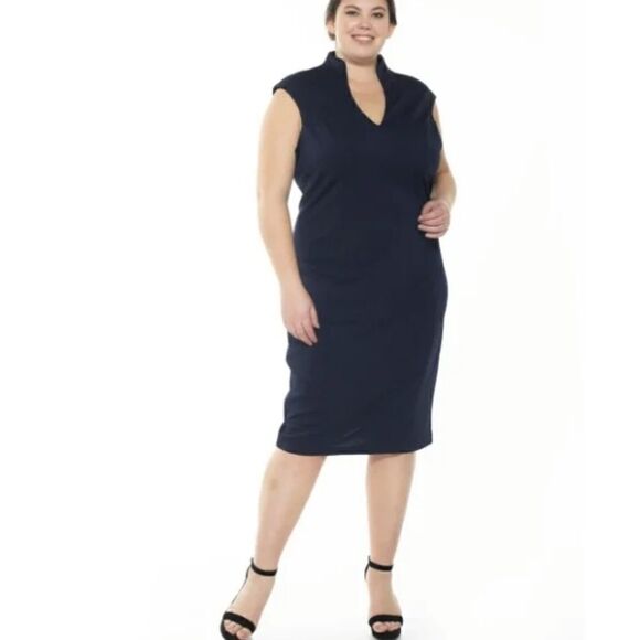 ALEXIA ADMOR Katrina V Neck Midi Dress 1x NWT - Picture 1 of 7